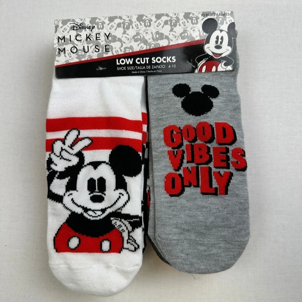 Disney Mickey Mouse 10 Pair Low Cut Socks Kids 4-10 Cartoon Pack